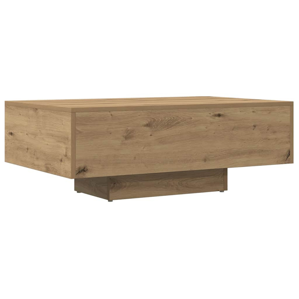 Table basse chêne artisanal 85x55x31 cm bois d'ingénierie