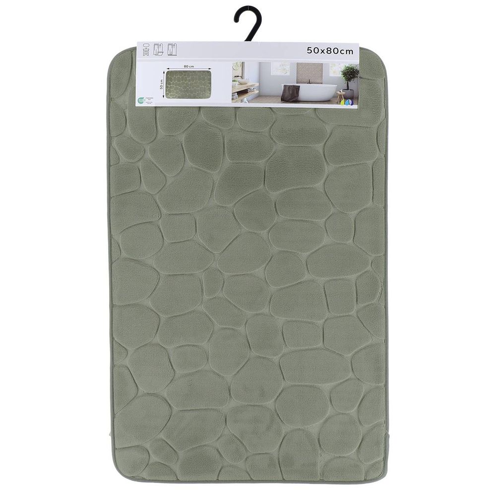 Tapis memoire de forme microfibre galet 50x80cm - vert kaki