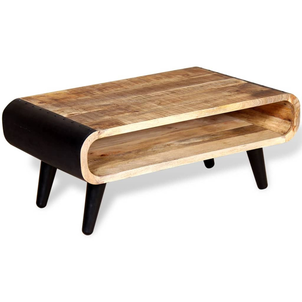 Table basse bois de manguier brut 90x55x39 cm
