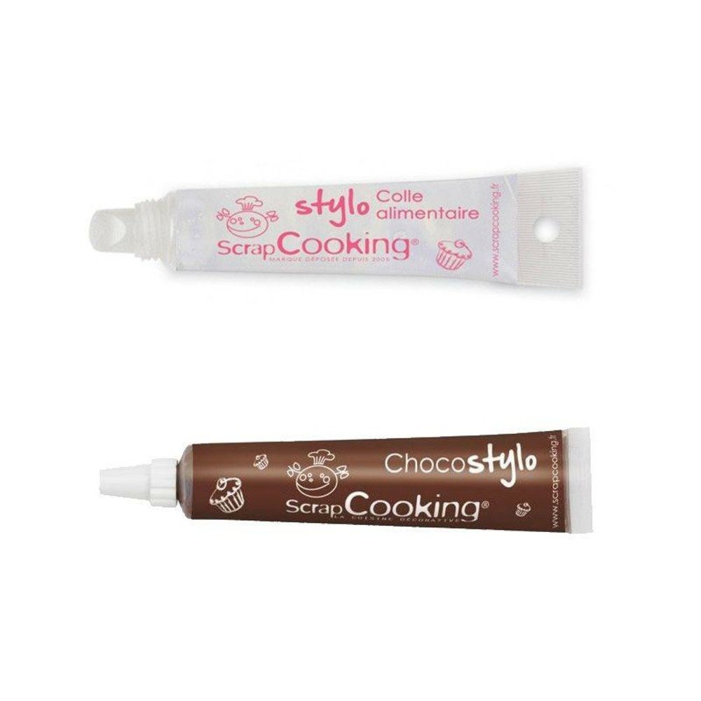 Colle alimentaire en tube + stylo chocolat