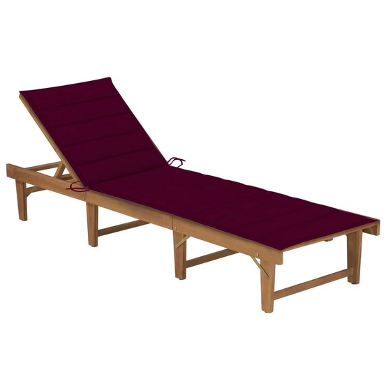 Chaise longue pliable avec coussin bois d'acacia solide
