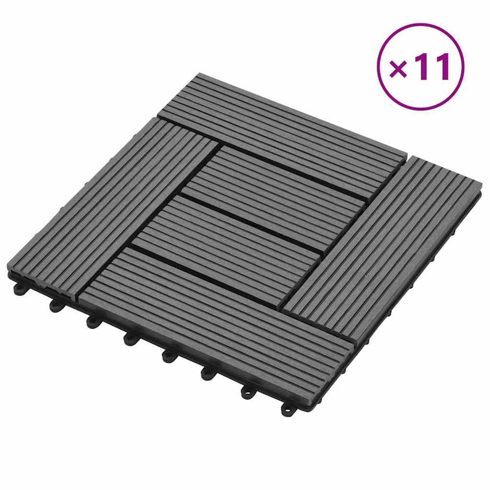 Carreaux de terrasse 30x30 cm 11 pcs gris wpc 1 m2