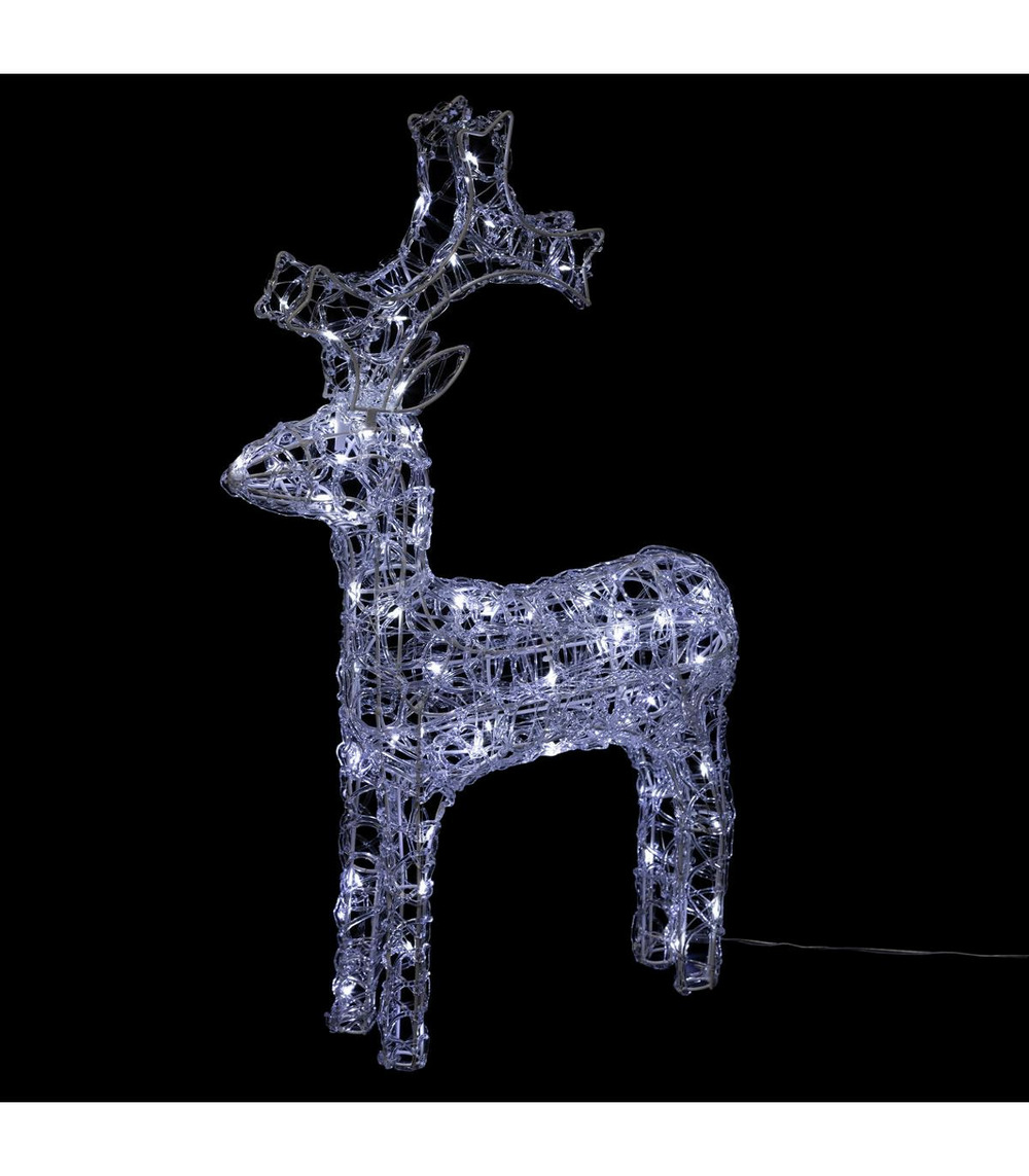 Déco lumineuse renne 100 led blanc froid lumière fixe h 85 cm