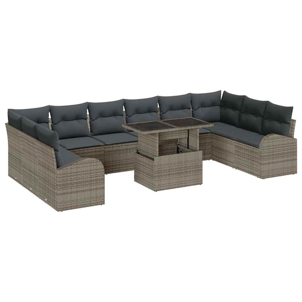 Ensemble de canapé de jardin 11 pc gris poly rotin