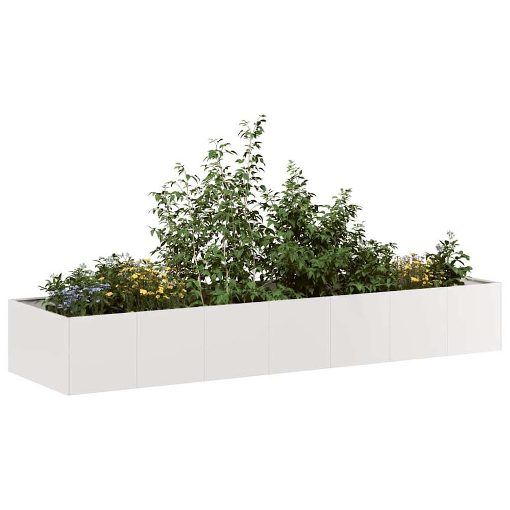 Vaste lit de culture surélevé en acier inoxydable robuste idéal pour légumes et fleurs argent 280x80x40cm