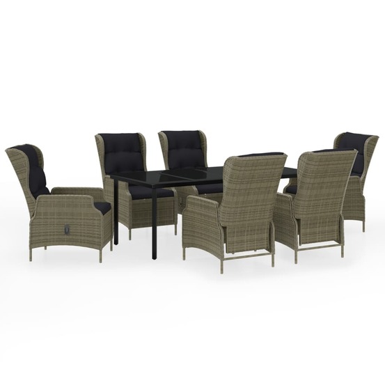 Ensemble à manger de jardin 7 pcs marron