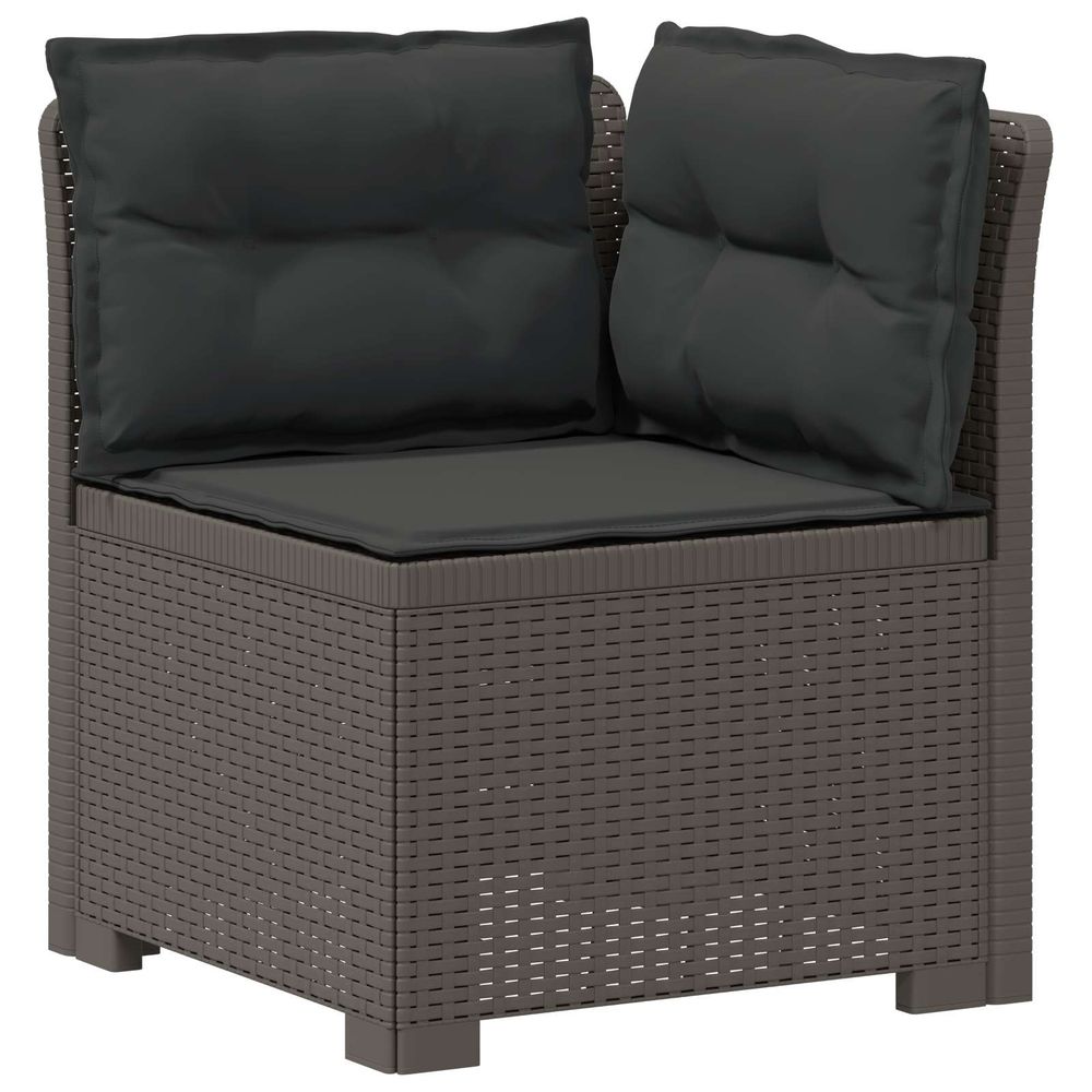 Canapé de jardin 1 place avec coussins look rotin pp gris clair