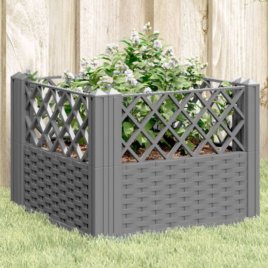 Carré potager surélevé modulable pp aspect rotin jardin gris clair 43,5cm