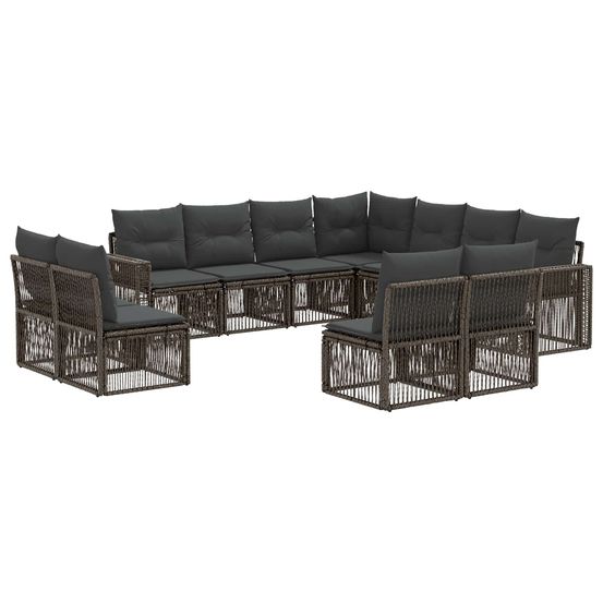 Ensemble de canapé de jardin 11 pc gris et gris foncé polyrotin