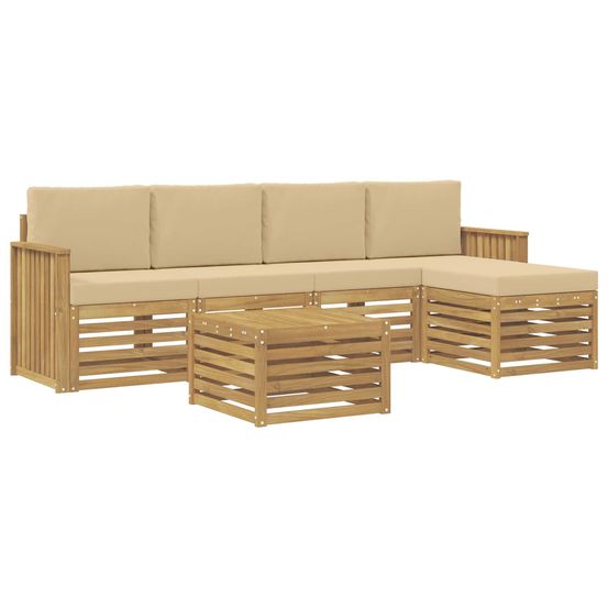 Ensemble de canapés d'extérieur 6 pc blanc et beige polyester