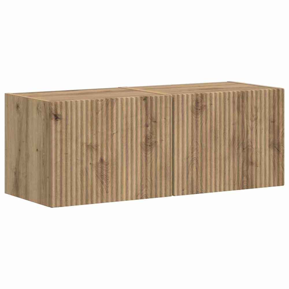 Meuble tv mural 2 pc chêne artisan bois d'ingénierie