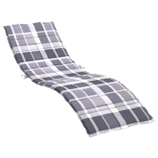 Coussin de chaise longue motif à carreaux gris 200x50x3 cm bain de soleil