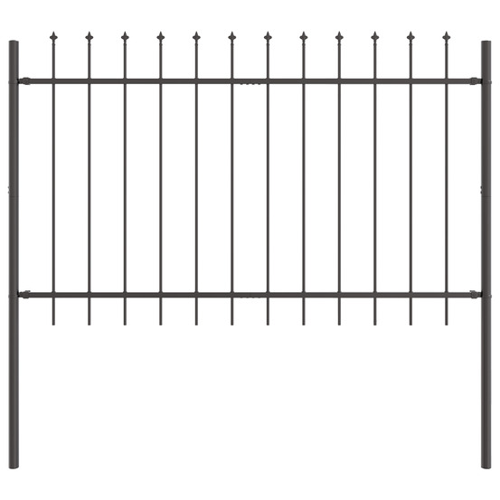 Clôture de jardin avec sommet en lance gris 1,7x0,8 m acier