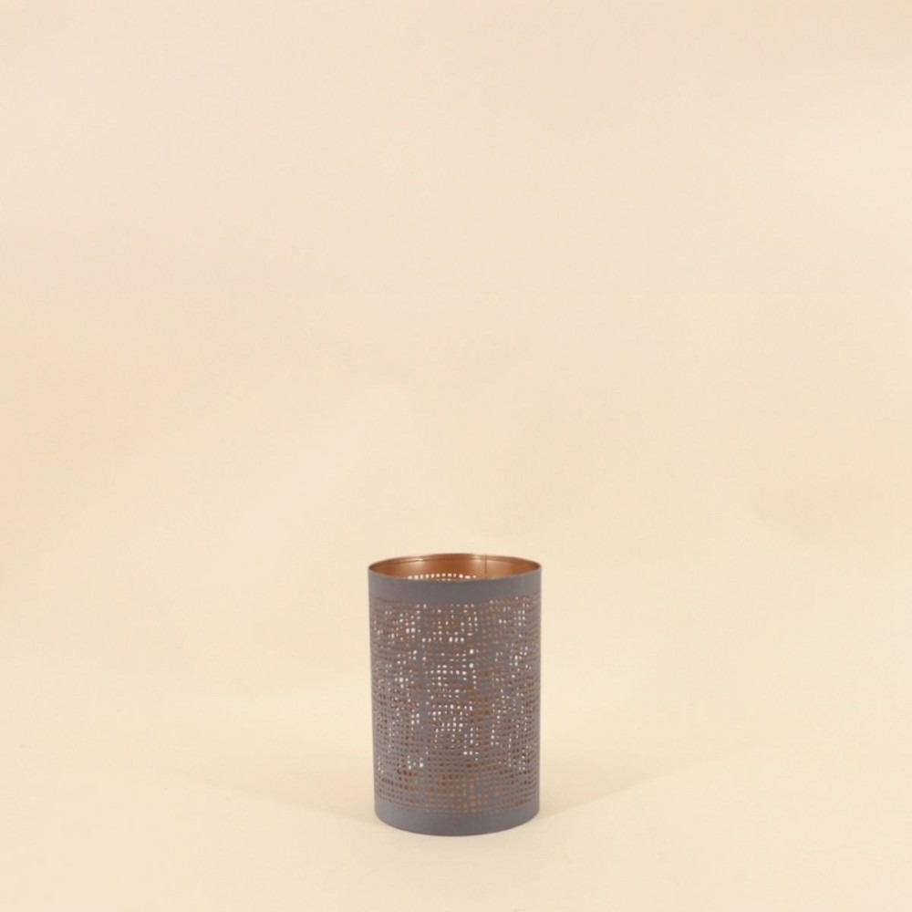 Lanterne perforée en métal doré 10x15cm