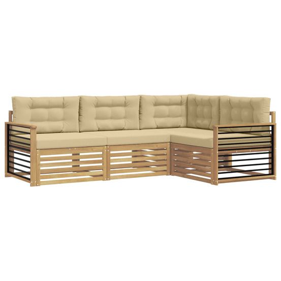 Ensemble de canapés d'extérieur 5 pc blanc et beige polyester