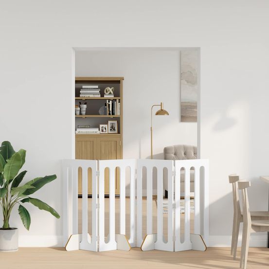 Clôture pour animaux bois ingénierie intérieur barrière pliable blanc 201cm