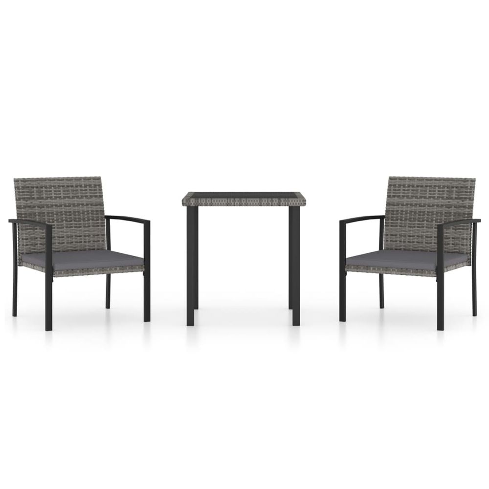 Ensemble à manger de jardin 3 pcs résine tressée gris