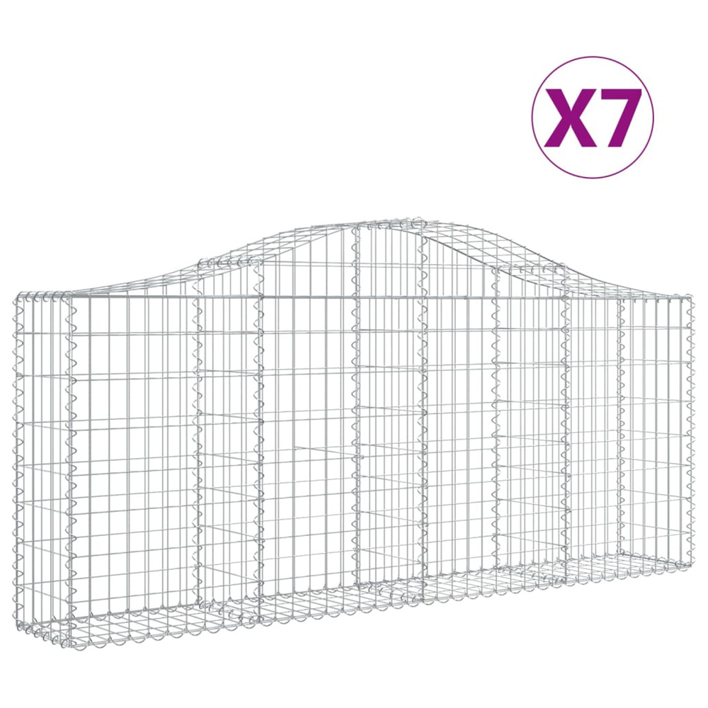 Paniers à gabions arqués 7 pcs 200x30x80/100 cm fer galvanisé
