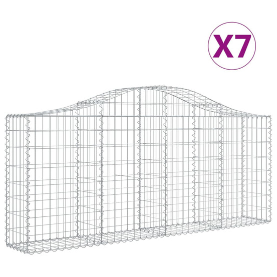 Paniers à gabions arqués 7 pcs 200x30x80/100 cm fer galvanisé