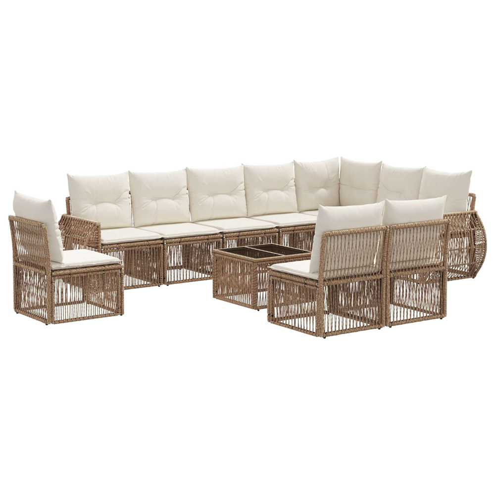 Ensemble de canapé de jardin 11 pcs beige et blanc crème