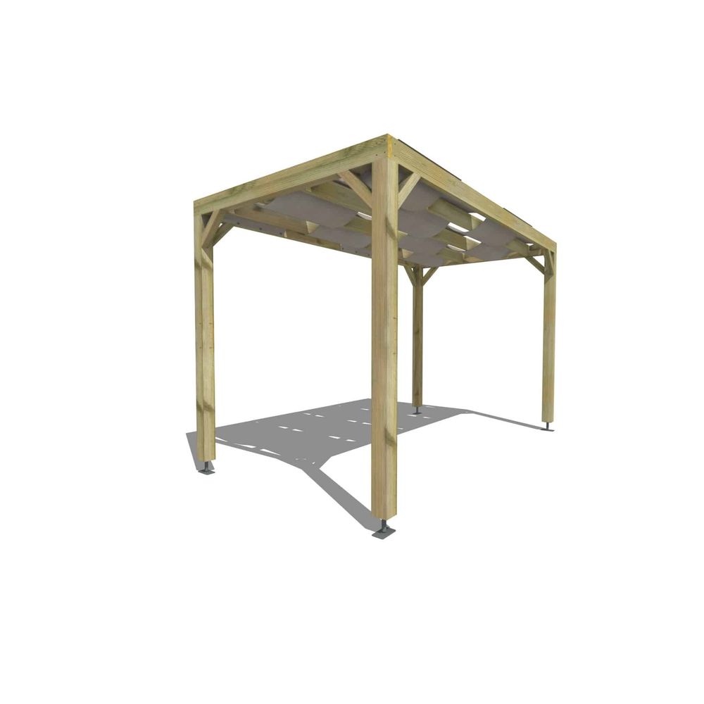Pergola bois • 4m x 2m • indépendante • sens largeur • voilage semi-transparent inclus • livraison comprise