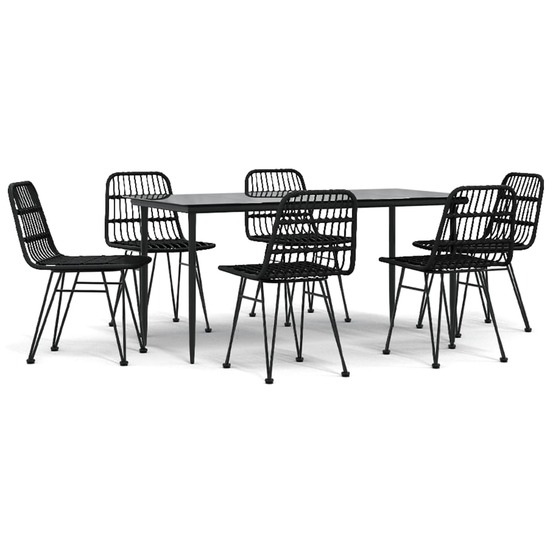 Ensemble à manger de jardin 7 pcs noir résine tressée