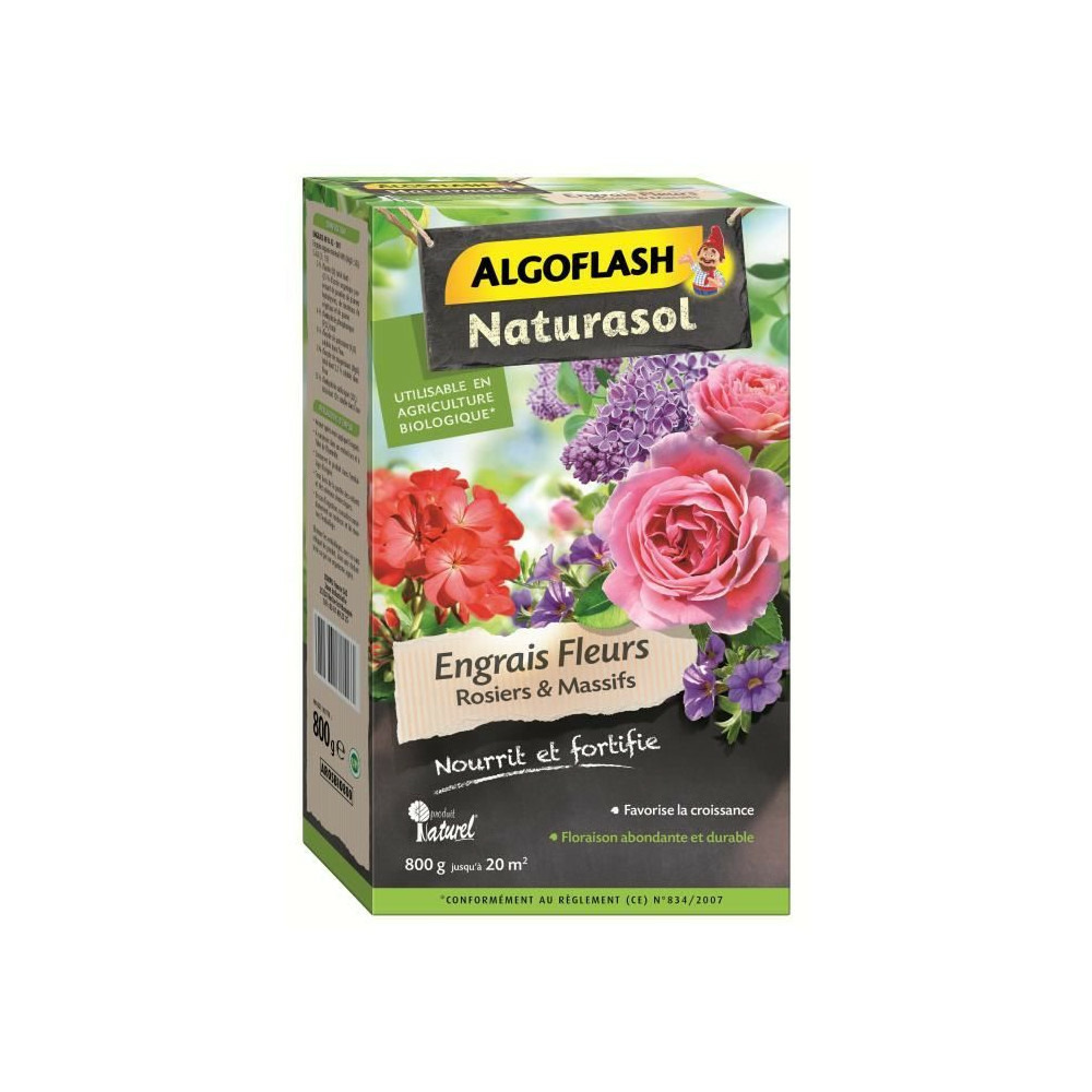 Algoflash naturasol engrais pour rosiers - 800 g - favorise la croissance et la floraison