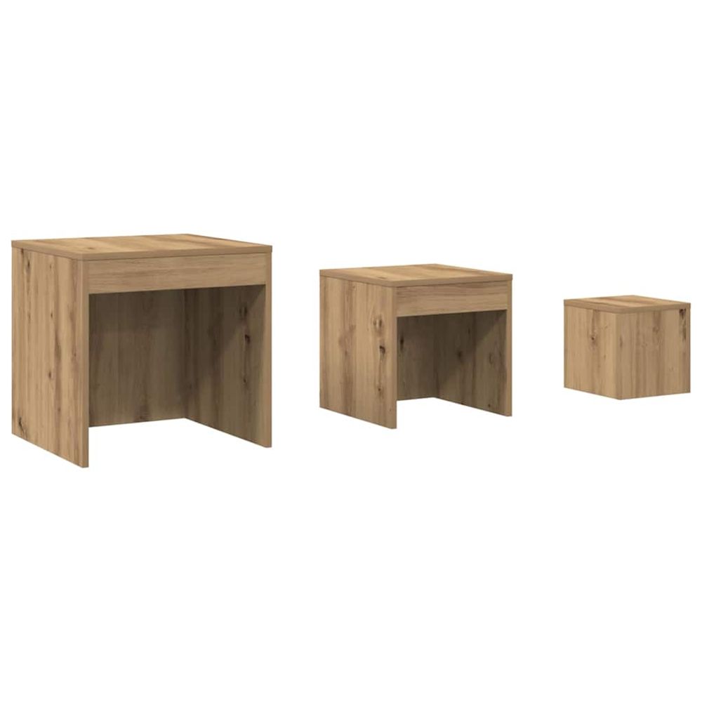Tables gigognes 3 pcs chêne artisanal bois d'ingénierie