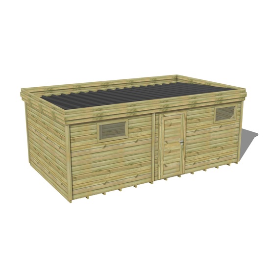 Abri de jardin bois pin traité autoclave 27mm - 6,49x3,44m / 22m2 - bac acier - plancher bois