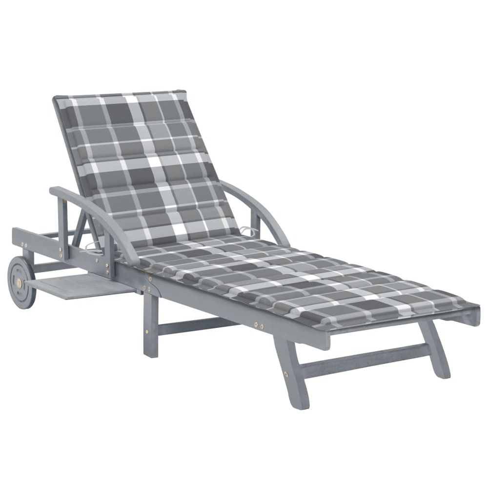 Transat chaise longue bain de soleil lit de jardin terrasse meuble d'extérieur avec coussin bois d'acacia solide
