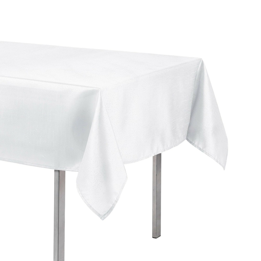Nappe en polyester schantung scintille blanc 140 x 200 cm