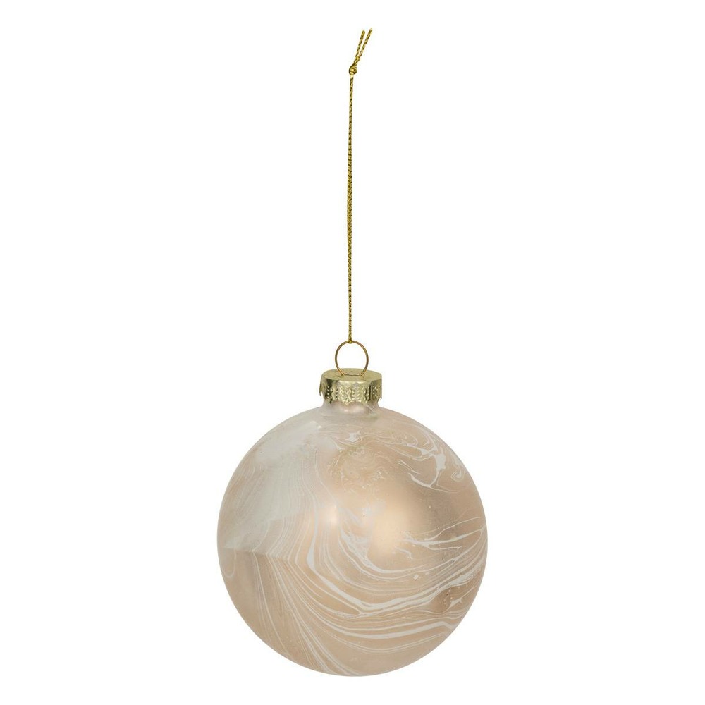 Boule verre décor effet marbre blanc d.8cm doré