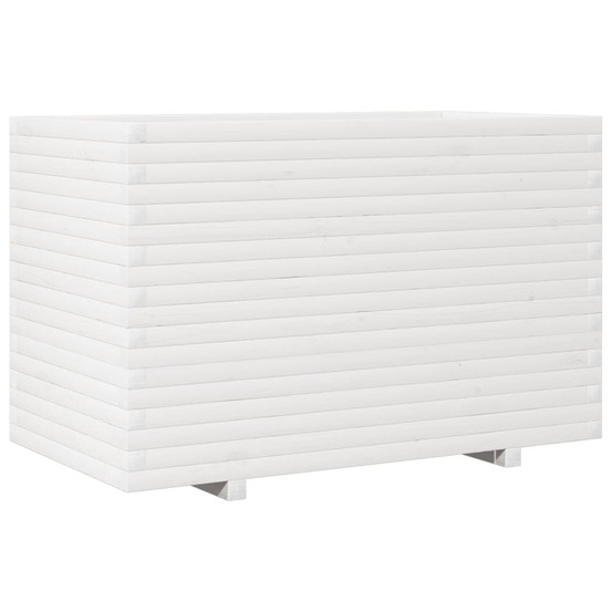 Jardinière blanc 110x60x72 cm bois de pin massif