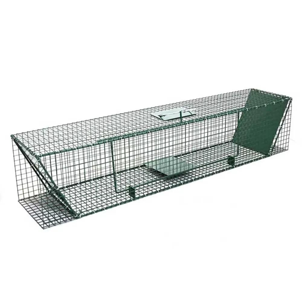 Piège à trappes type us 2 entrées maille acier vert 125x26x26cm