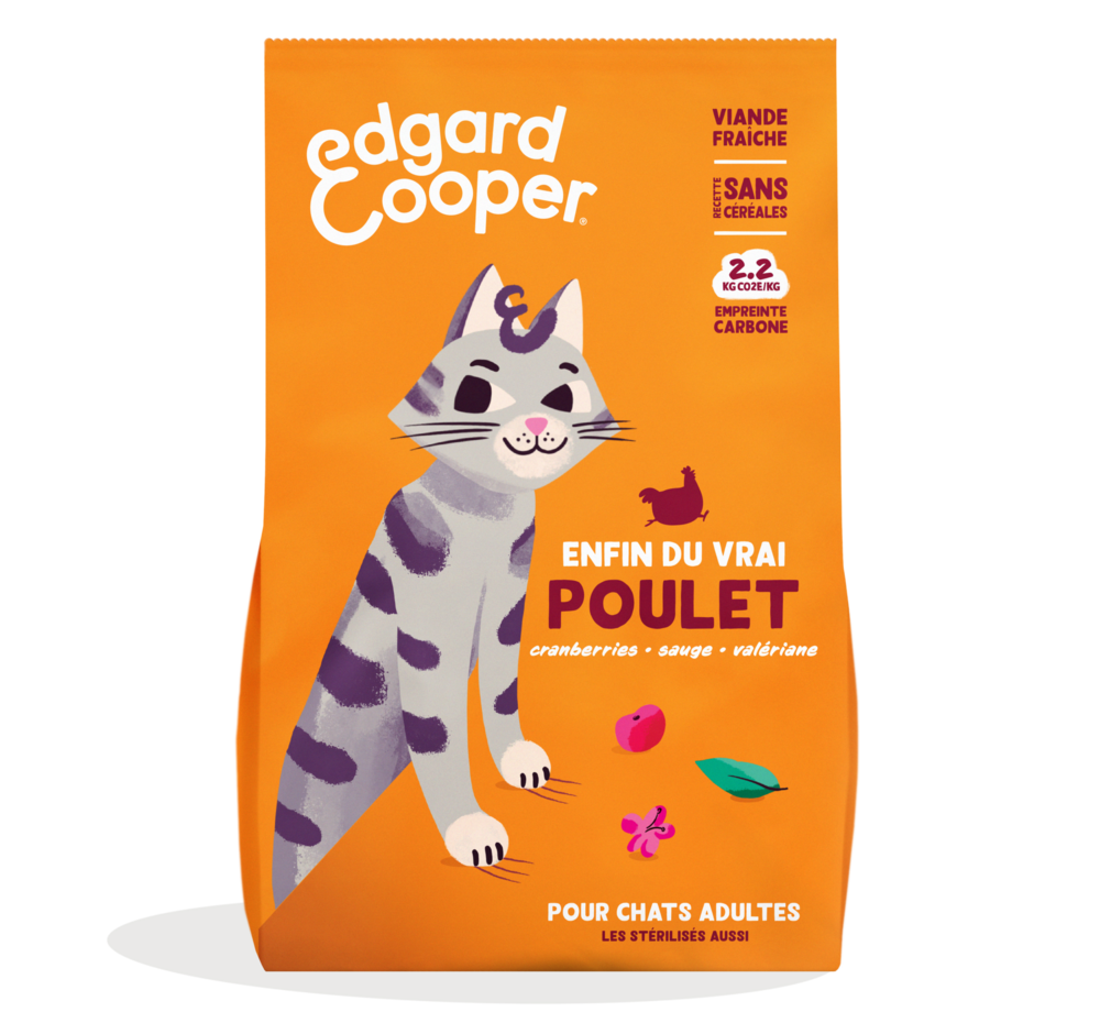 Edgard cooper - croquettes sans céréales au poulet pour chat 0.325kg