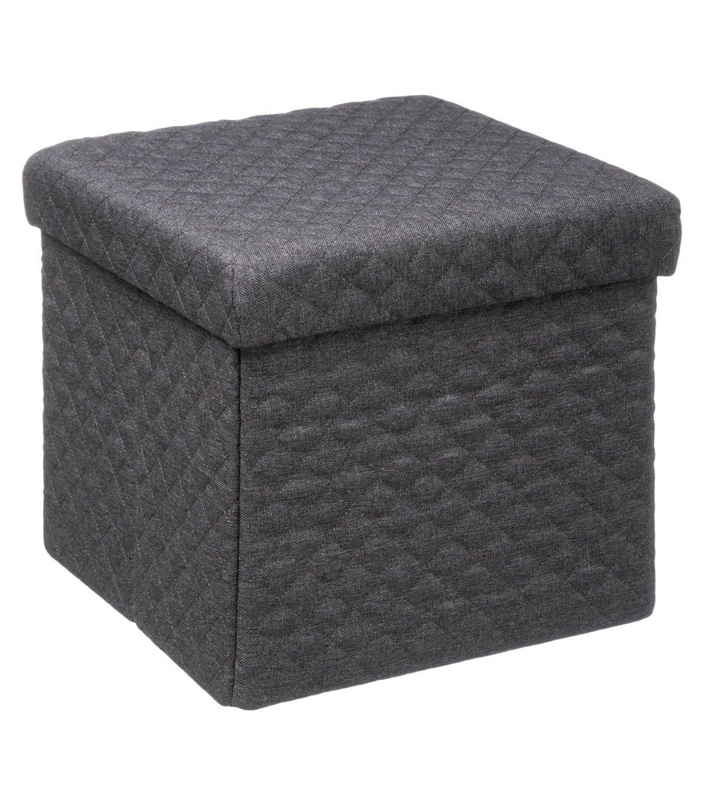 2 en 1 pouf et coffre de rangement gris foncé 31 x 31 cm