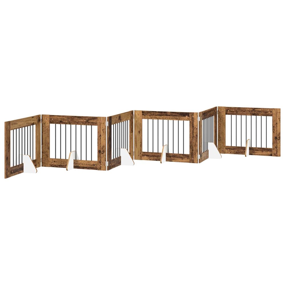 Porte de chien pliable avec supports 6 pc bois ancien 482 cm