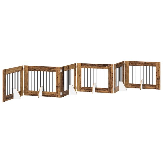 Porte de chien pliable avec supports 6 pc bois ancien 482 cm