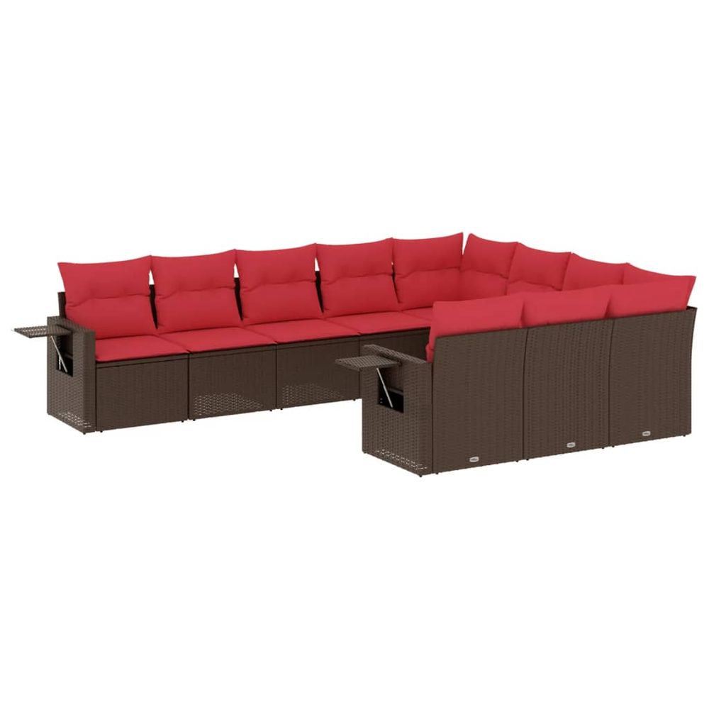 Ensemble de canapé de jardin 10 pcs avec coussins marron