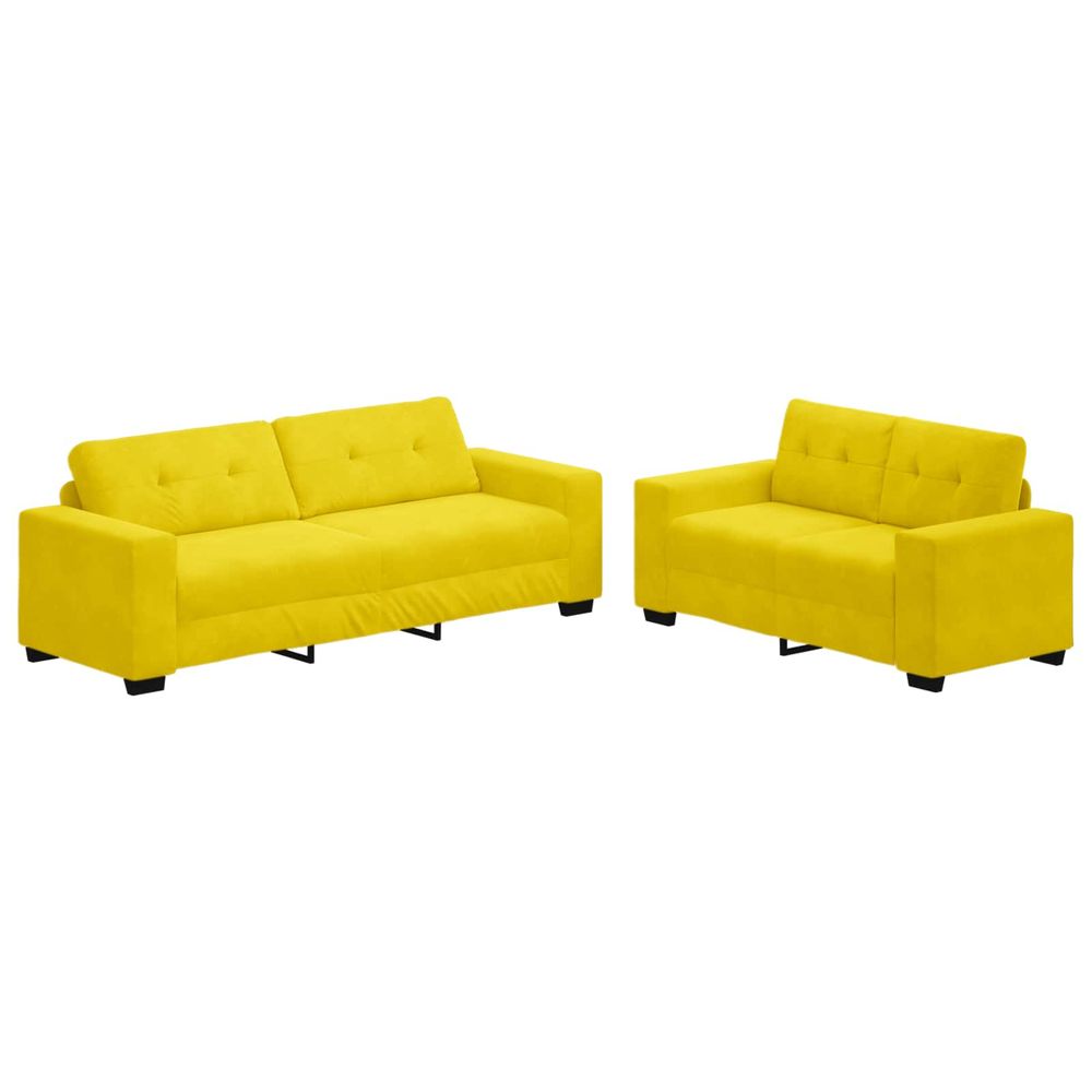 Canapé 2 pc jaune velours