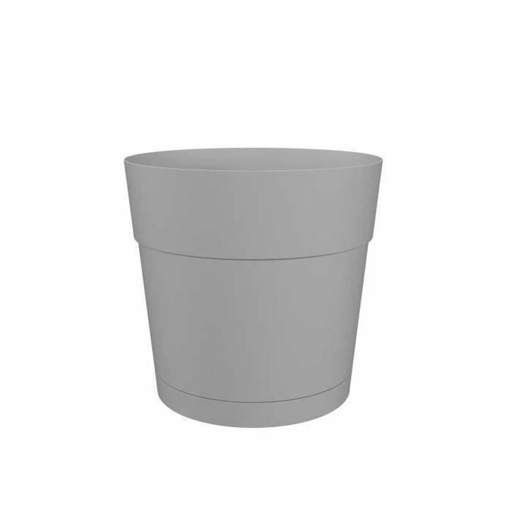 Pot à fleurs et plantes rond plastique - réservoir d'eau - ø 35 cm - gris clair