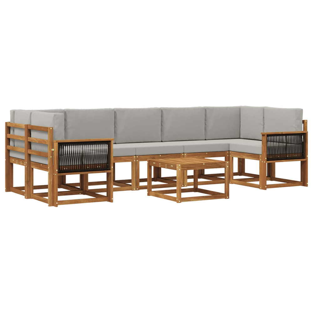 Ensemble de canapés d'extérieur 6 pcs naturel et gris clair