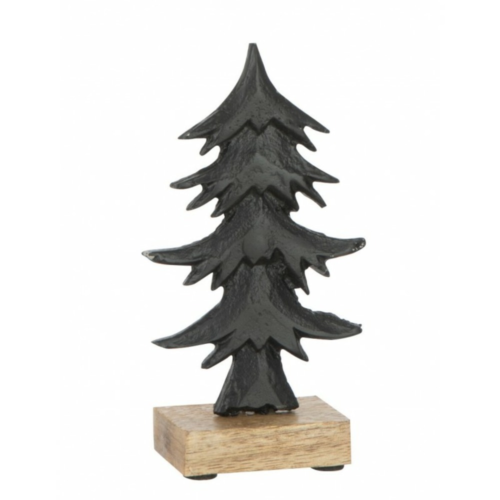 Sapin décoratif en bois sur base en aluminium noir 11x5x22cm h22
