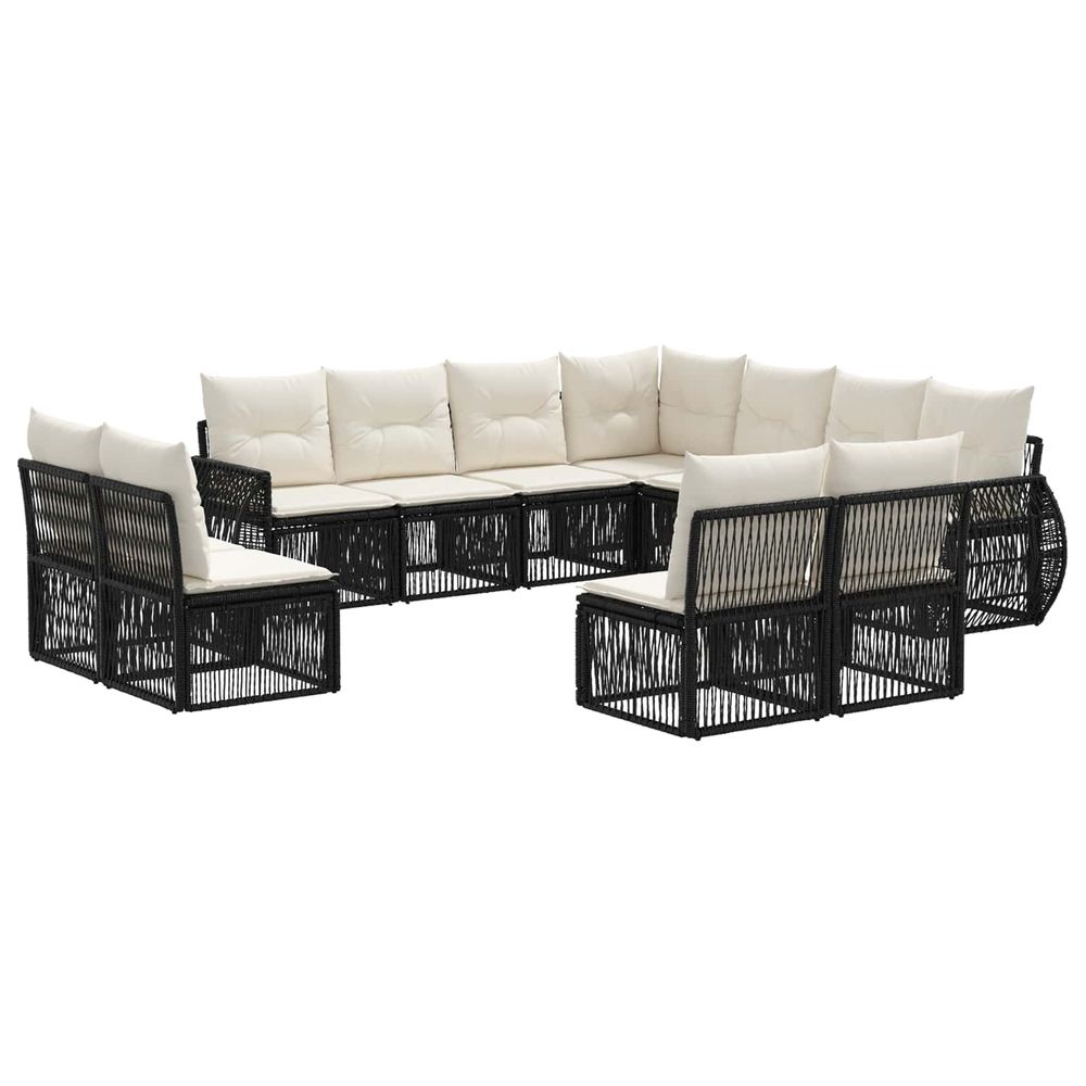 Ensemble de canapé de jardin 11 pc noir et blanc crème