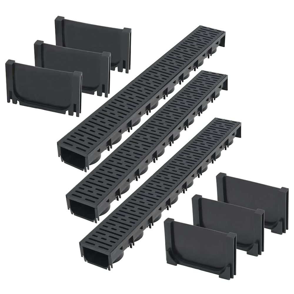 Caniveau de drainage 3 pcs plastique 3 m