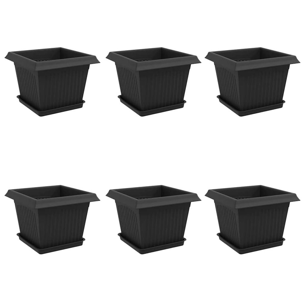 Pots de plantes 6 pc noir plastique