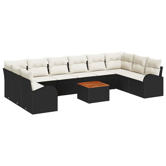 Ensemble de canapé de jardin 11 pcs noir et blanc