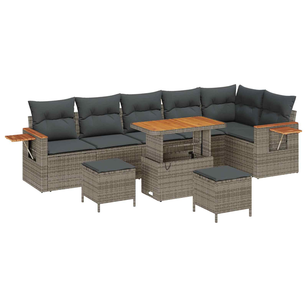 Ensemble de canapé de jardin 9 pcs gris polyrotin
