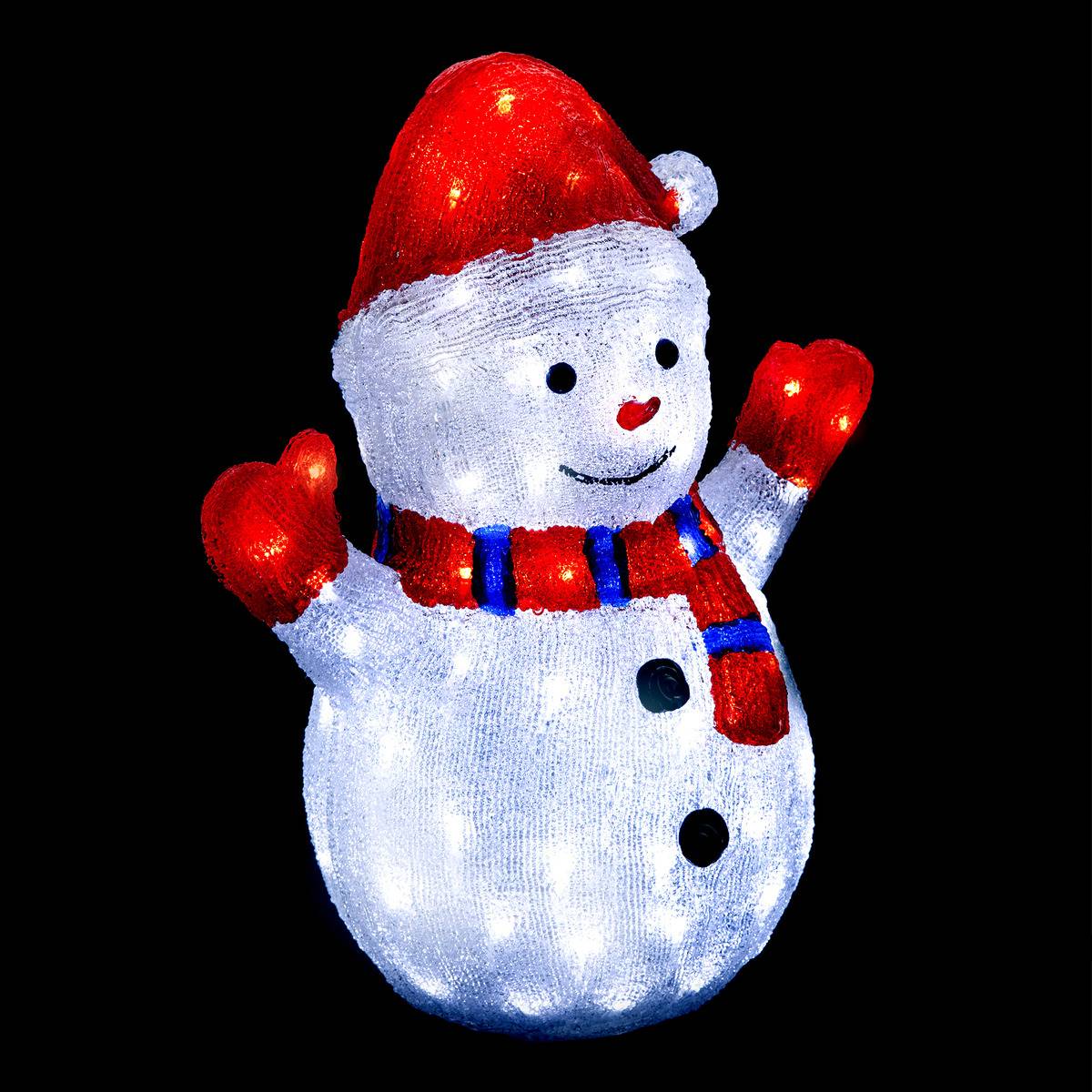 Déco lumineuse bonhomme de neige 90 led blanc froid h 48 cm