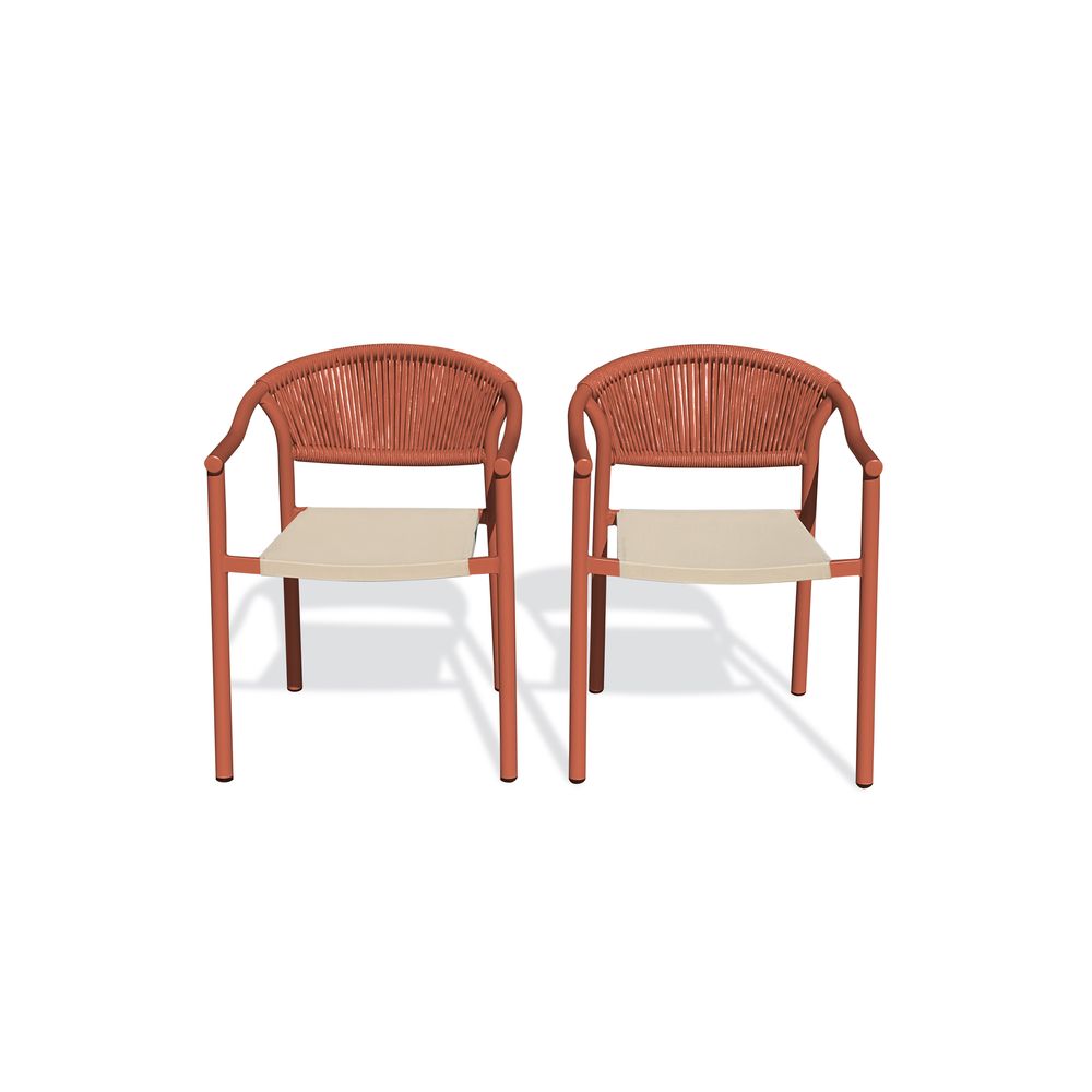 Lot de 2 fauteuils de jardin sumba en aluminium et textilène terracotta
